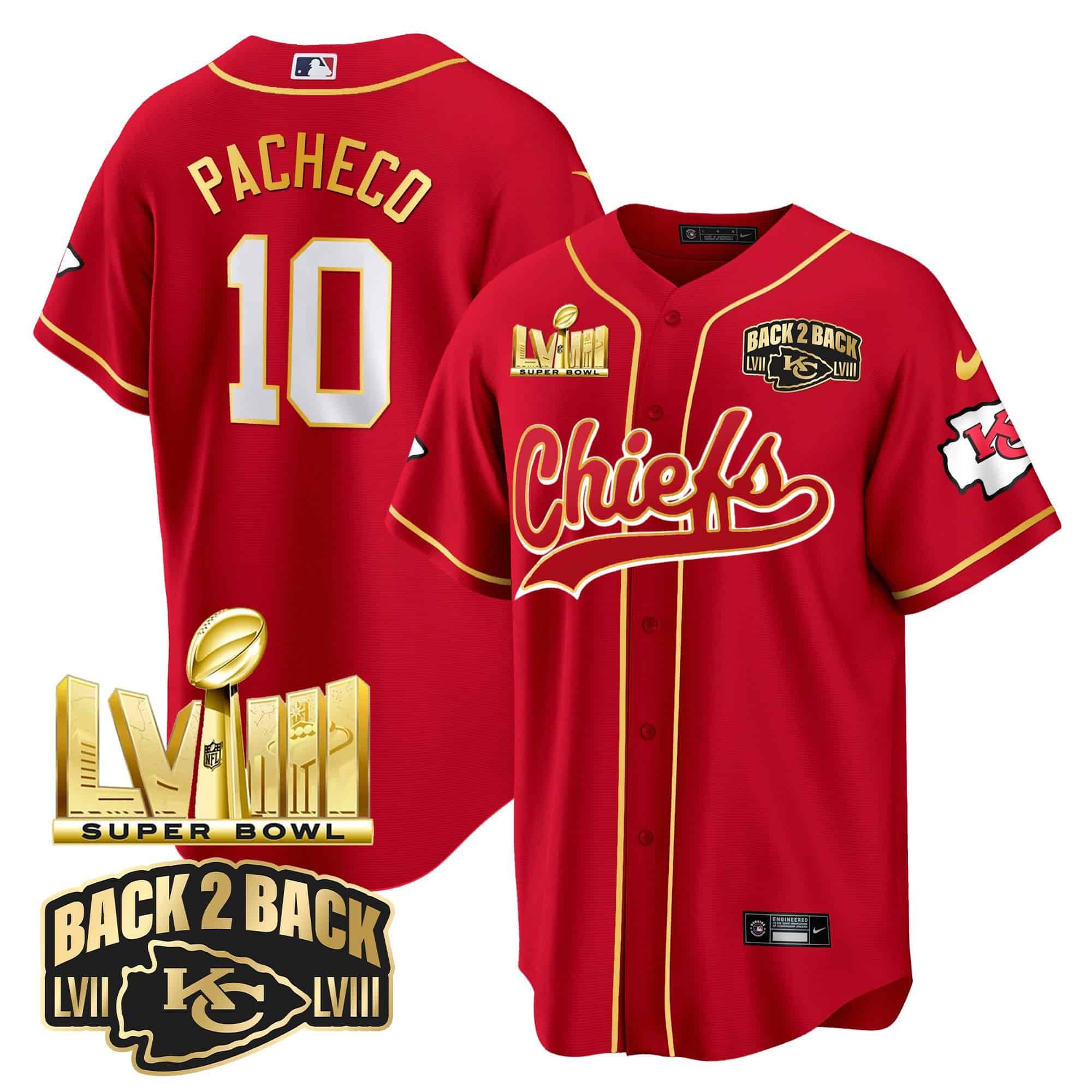 Men Kansas City Chiefs #10 Pacheco Red 2024 Nike Super Bowl LVIII Back-2-Back Gold Patch Baseball NFL Jersey->indianapolis colts->NFL Jersey